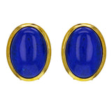 14k Yellow Gold Oval Cabochon Lapis Lazuli Oval Stud Earrings