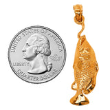 14k Rose Gold Sea Life Bass Fish Pendant - Rose
