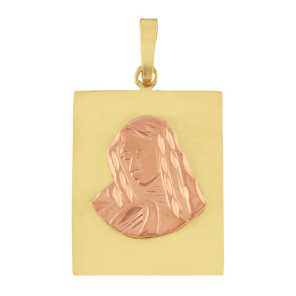 14k Two Tone Gold Madonna Virgin Mother Mary Charm Pendant 1