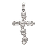 10k White Gold Solid High Polished Cross Skull Charm Pendant 1.65" 4.3 grams