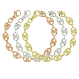 14k White Gold Solid Puffy Mariner Gucci Link Chain Bracelet 8" 7.5mm 24.8 grams - White,80"