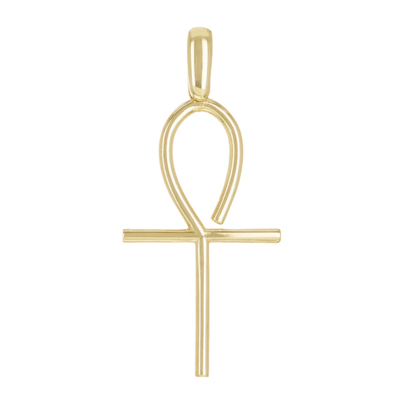 14k Yellow Gold ANKH Cross Religious Charm Pendant 1.8