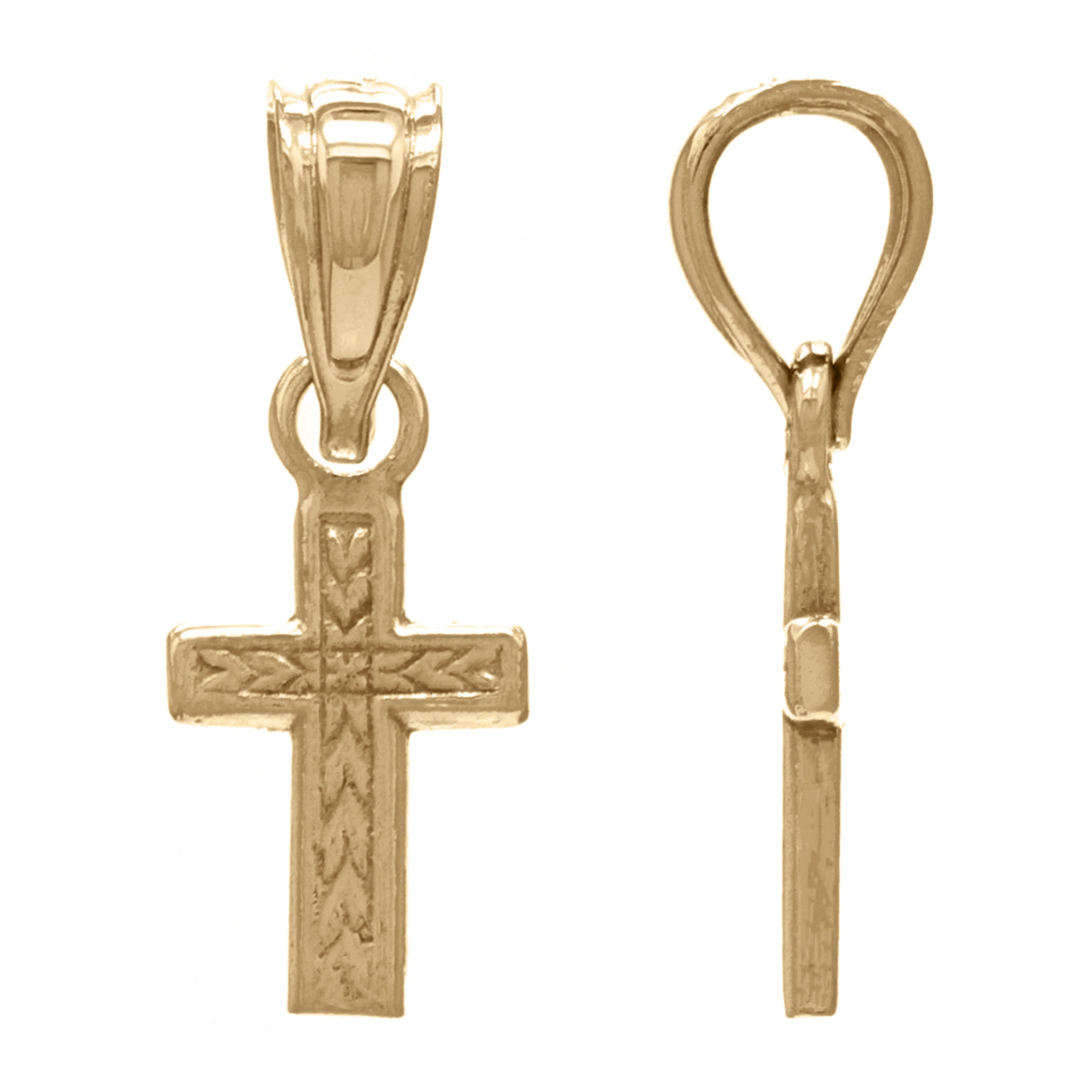 14k Yellow Gold Religious Cross Pendant - Yellow
