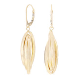 Italian 14k Yellow Gold Polished Triple Entwined Oval Hollow Dangle Earrings1.8"