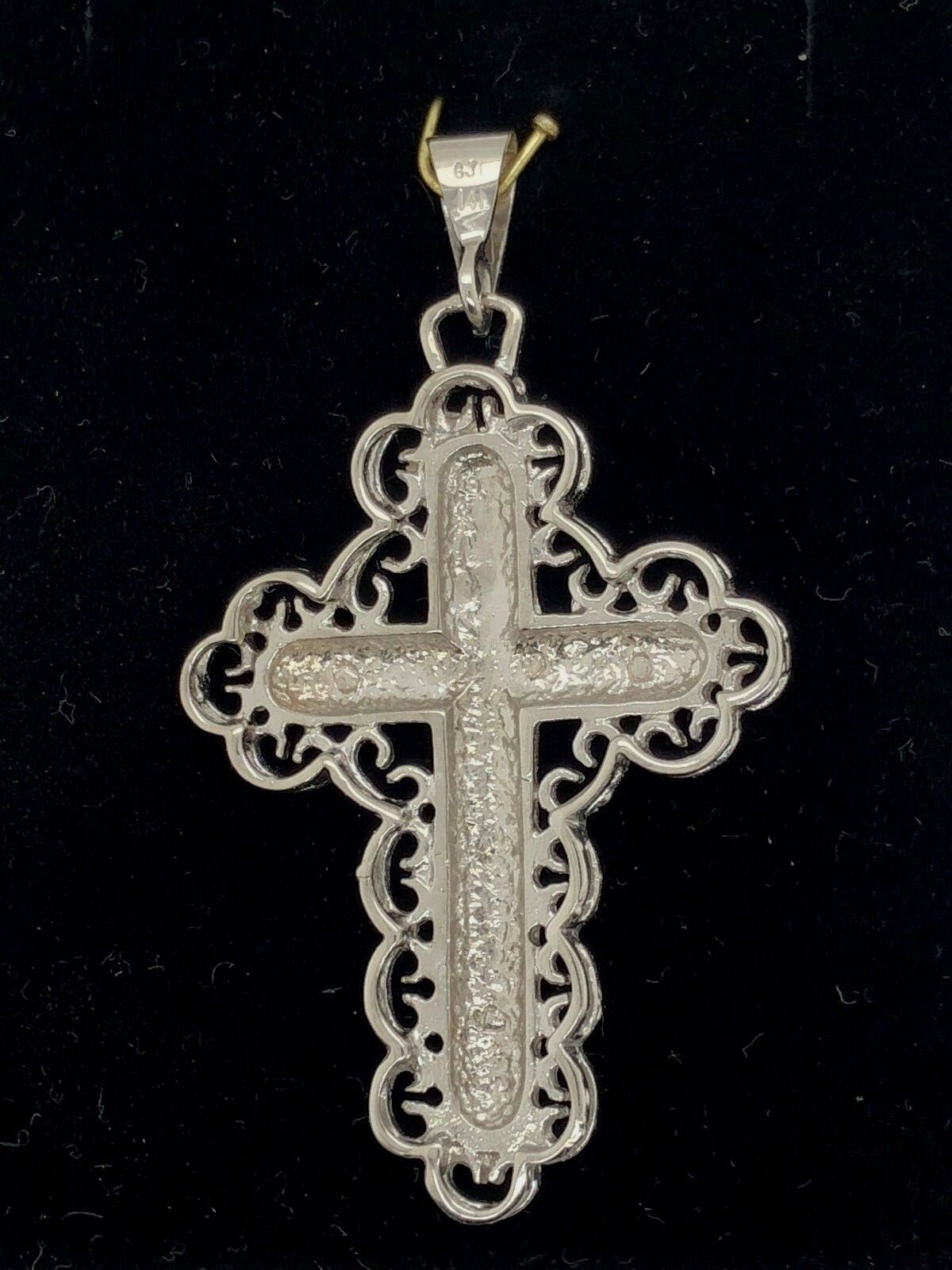 14k White Gold Jesus Christ Crucifix Cross Pendant Religious Charm 8.4 grams