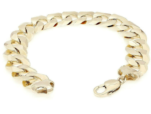 14k Yellow Gold Flat Cuban Curb Chain Bracelet 9