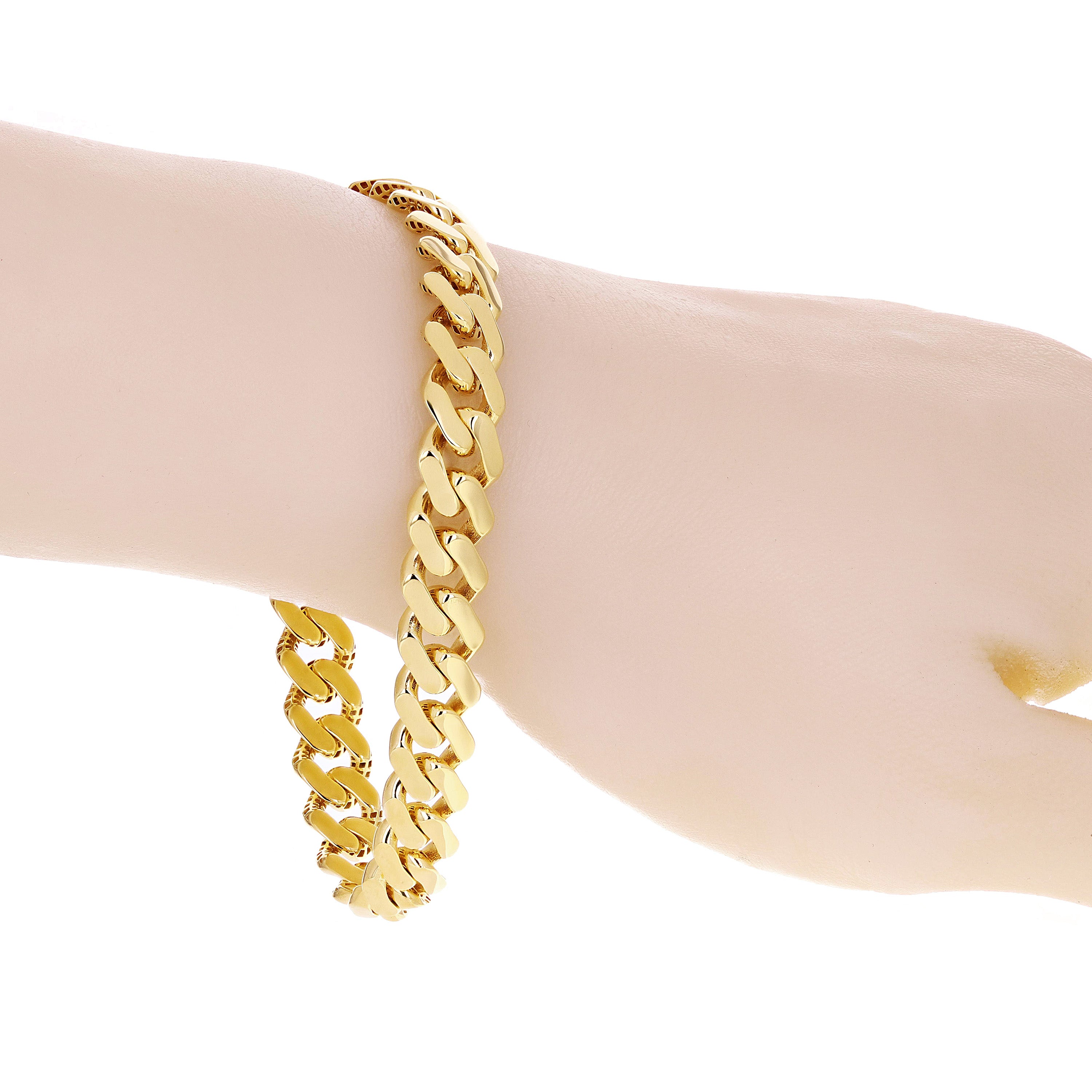 Italian 14k Yellow Gold Hollow Cuban Monaco Chain Bracelet 8" 9.3mm 12.5 grams
