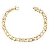 Italian 14k Yellow Gold Hollow Flat Cuban Curb Link Bracelet 7.5" 6.4mm 7.7grams