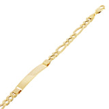 Italian 14k Yellow Gold Hollow Engravable Figaro ID Bracelet 7.75" 7.5mm 7.6gram