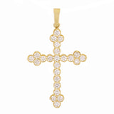 14k Yellow Gold 0.98ctw Diamond Cross Pendant 1.5" 2.6 grams