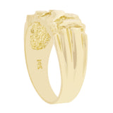 14k Yellow Gold Solid Nugget Ring Band 9.8mm Sizes 7 - Ring Size 7