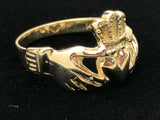 14k Yellow Gold Solid Claddagh Irish Ring Love Friendship Size 7.75