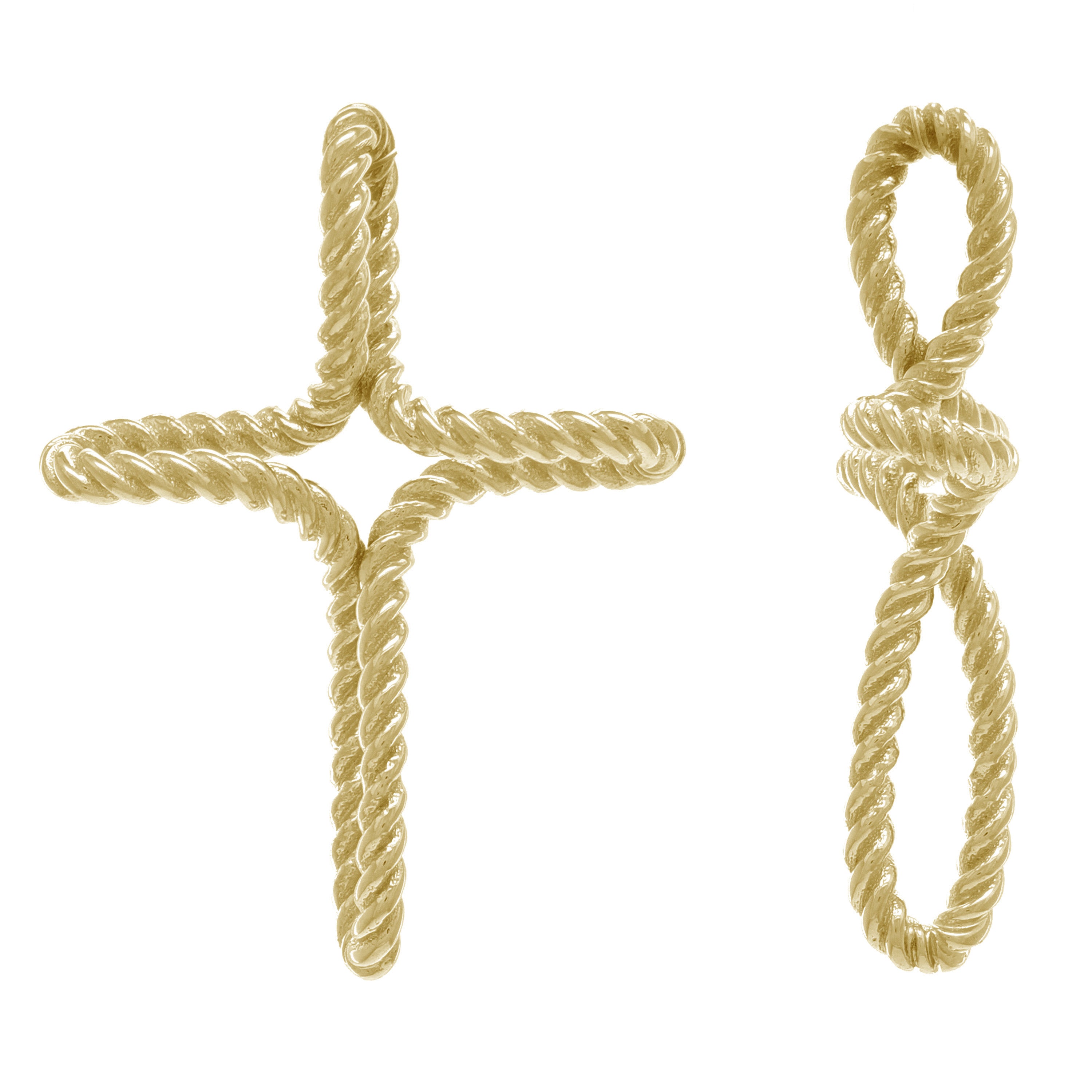 14k Yellow Gold Religious Twisted Rope Cross Pendant - Yellow,Twisted Rope