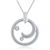 10k White Gold Diamond Accented Scrolled Open Circle Pendant Necklace 18"