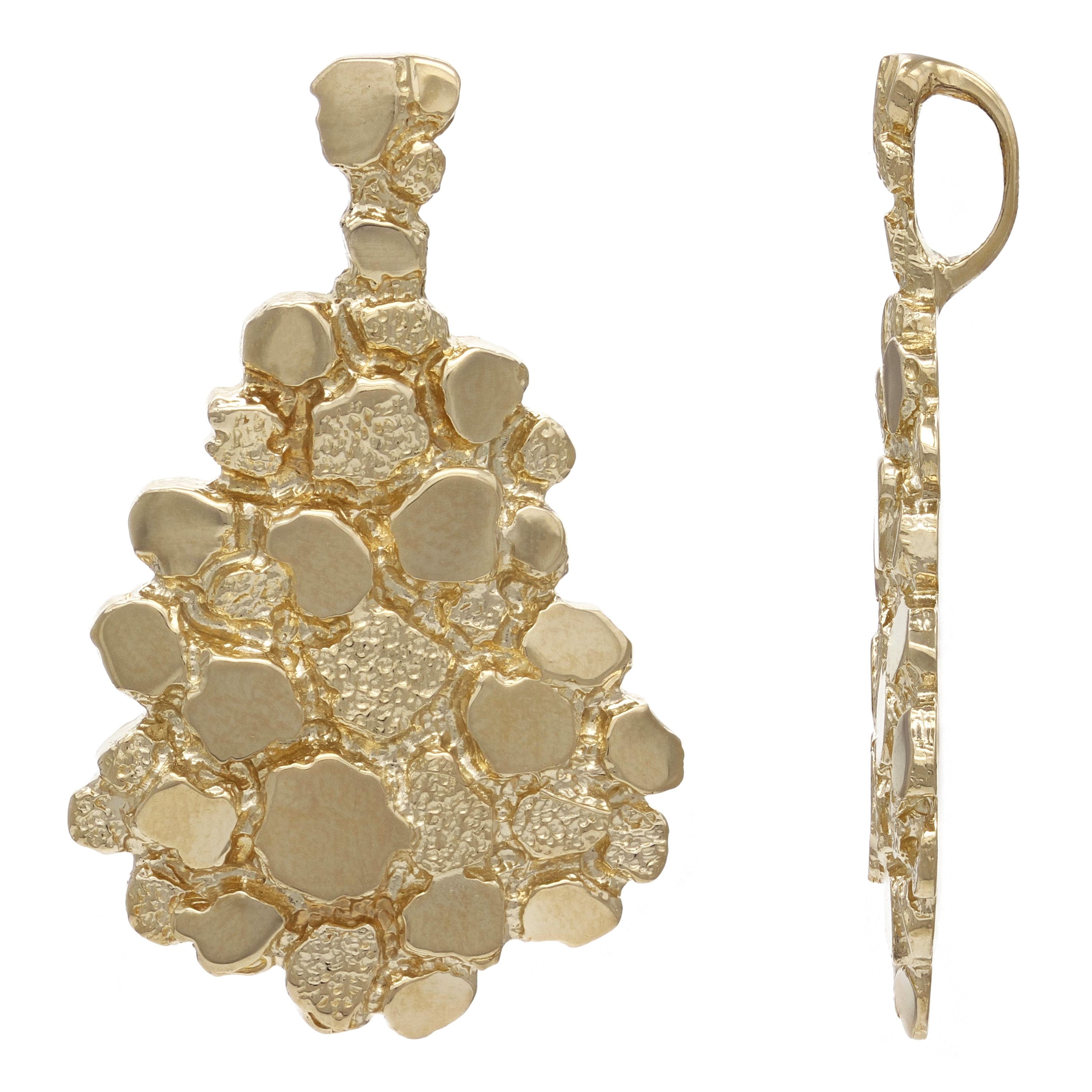14k Yellow Gold Solid Free Form Nugget Charm Pendant 1.5" 8.1 grams - Yellow