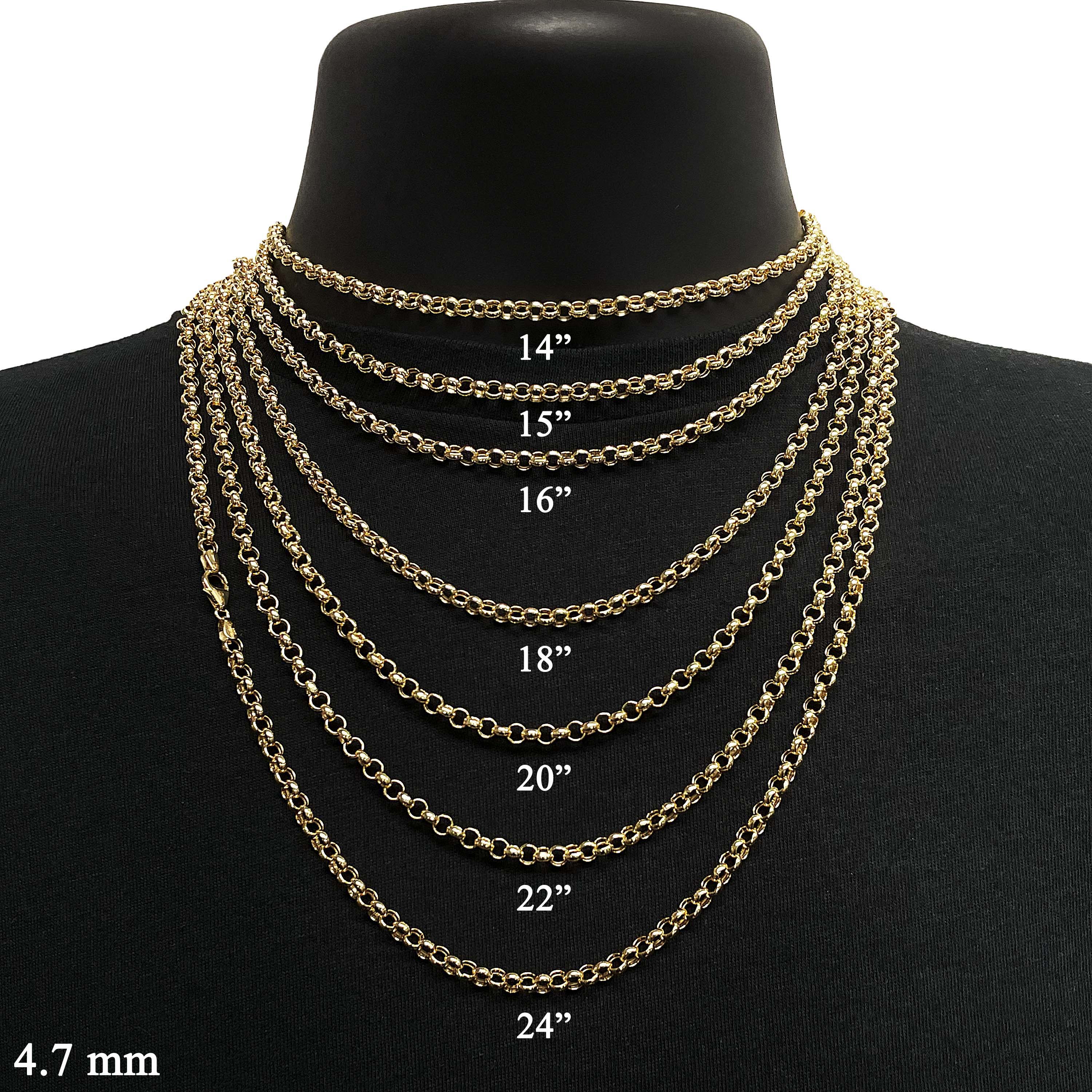 Italian 14k Yellow Gold Rolo Chain Chain Necklace 14" 4.7 mm 8.0 grams - 14" 8 grams