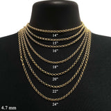 Italian 14k Yellow Gold Rolo Chain Chain Necklace 14" 4.7 mm 8.0 grams - 14" 8 grams