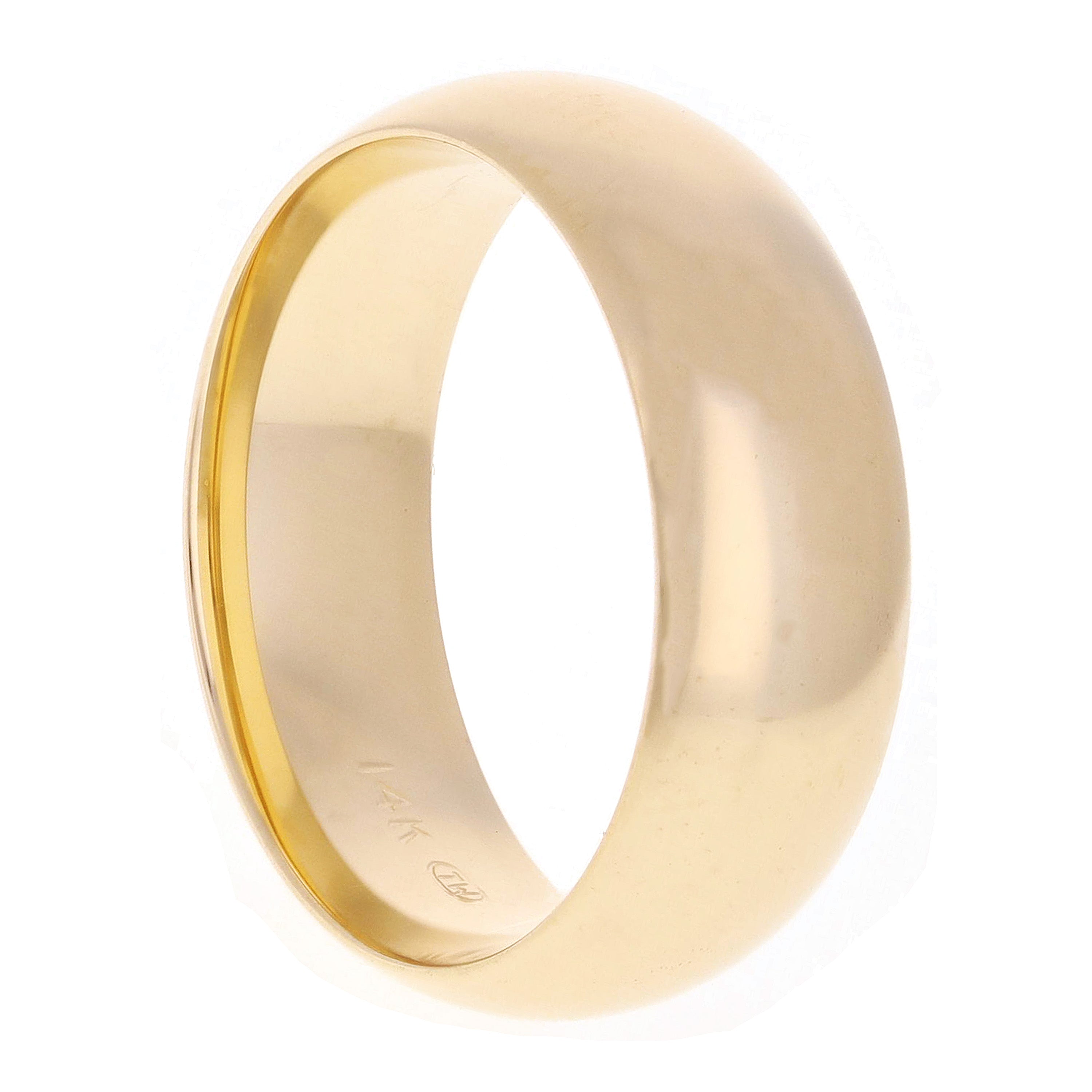 14k Yellow Gold Comfort Fit Plain Wedding Band Ring 7mm Size 13 - Yellow,7mm Ring Size 13