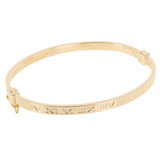 Italian 14k Yellow Gold Hollow Square Tube Roman Numeral Bangle Bracelet 7" 4mm