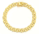 10k Yellow Gold Solid Double Link Charm Bracelet 7.25" 8mm 17.5 grams