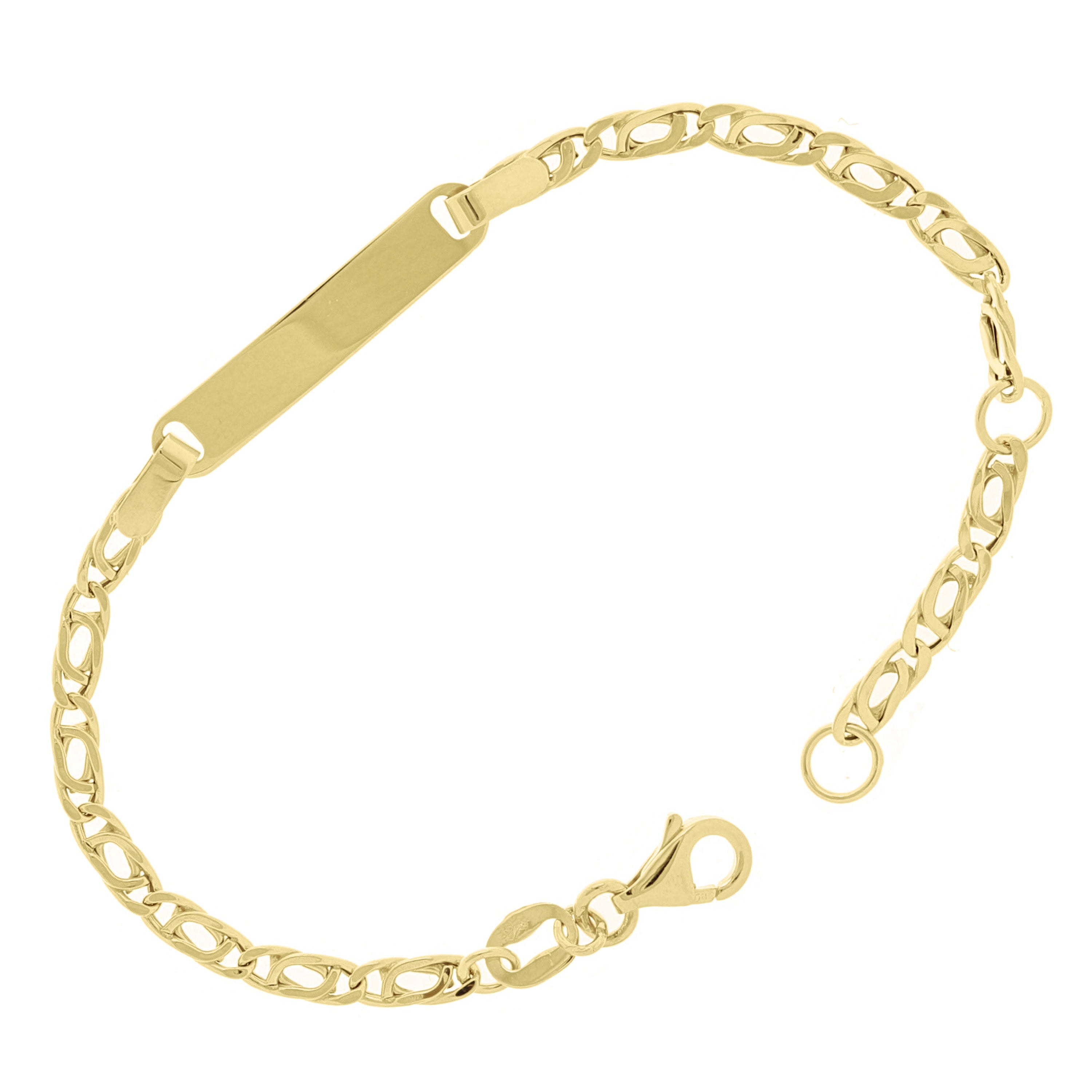 Italian 14k Yellow Gold Engraveable Double Links ID Bracelet 5.5" 4mm 1.7 grams