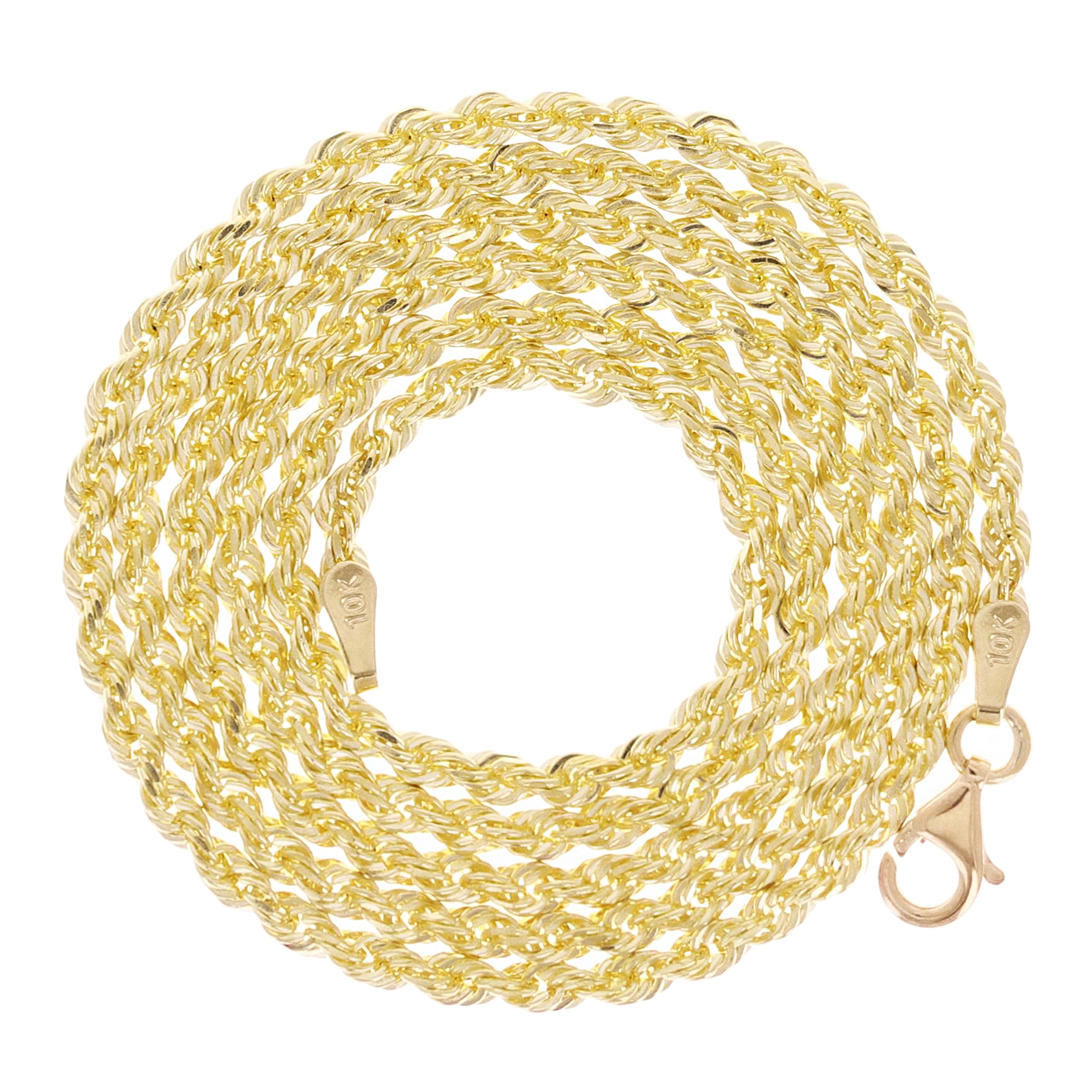 10k Yellow Gold Solid Diamond Cut Rope Chain Necklace 18" - 24" 2.5mm