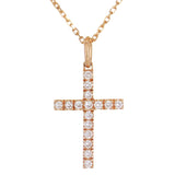 14k Rose Gold Diamond Cross Pendant - Rose