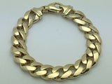 14k Yellow Gold Solid Miami Cuban Link Chain Bracelet 8.5" 13.25mm 90 grams