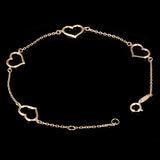 Italian 14k Yellow Gold Heart Link Station Bracelet 7" 7.8mm 1.4 grams - 7"