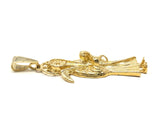 14k Yellow Gold Solid Santa Muerte Grim Reaper Angel of Death Charm Pendant 7g