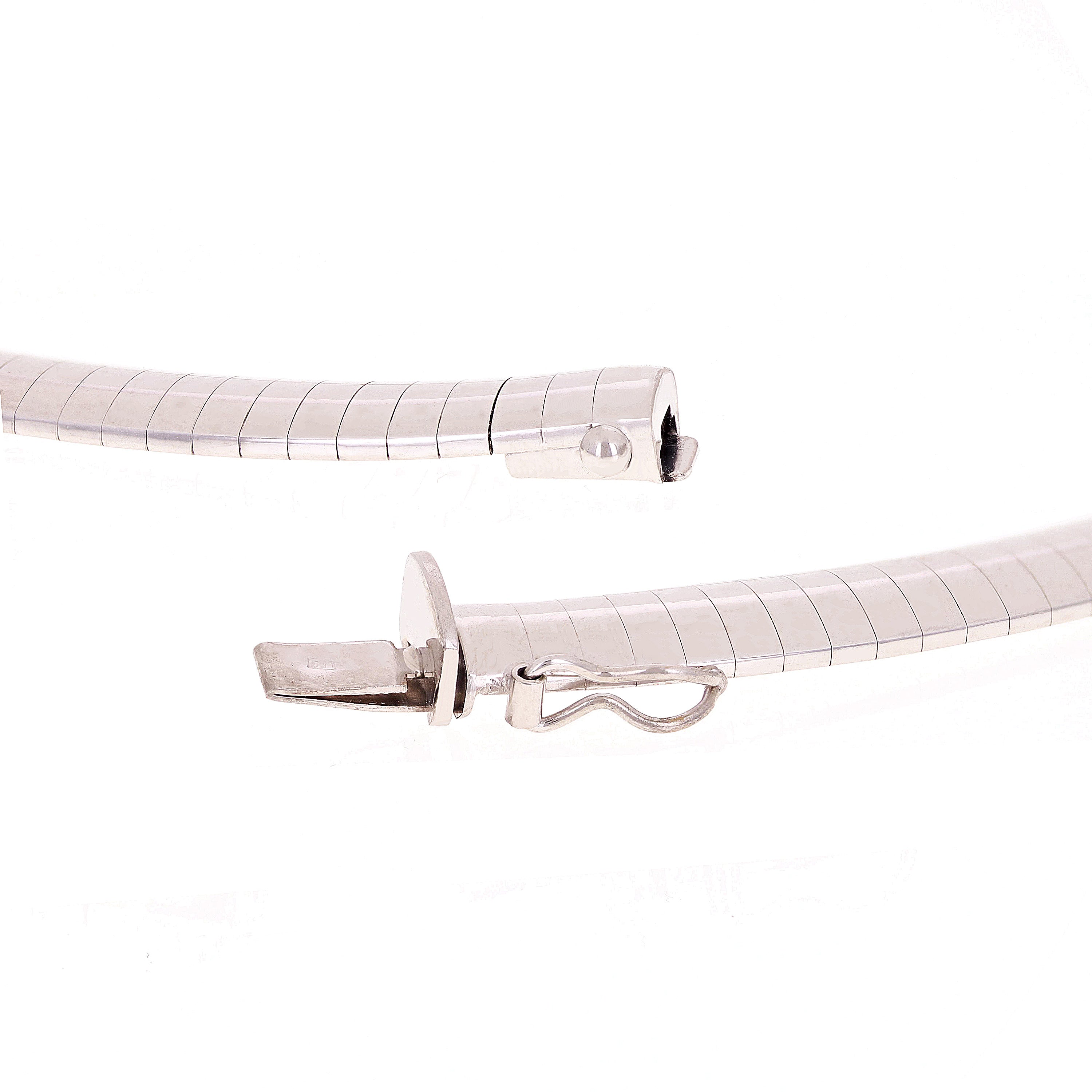 Women's Italian 14k White Gold Omega Necklace Choker 18" 6mm 36.3 grams - 36.3 grams