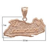 14k Rose Gold Travel Souvenir Country Map of El Salvador Charm Pendant 2.4 grams - Rose