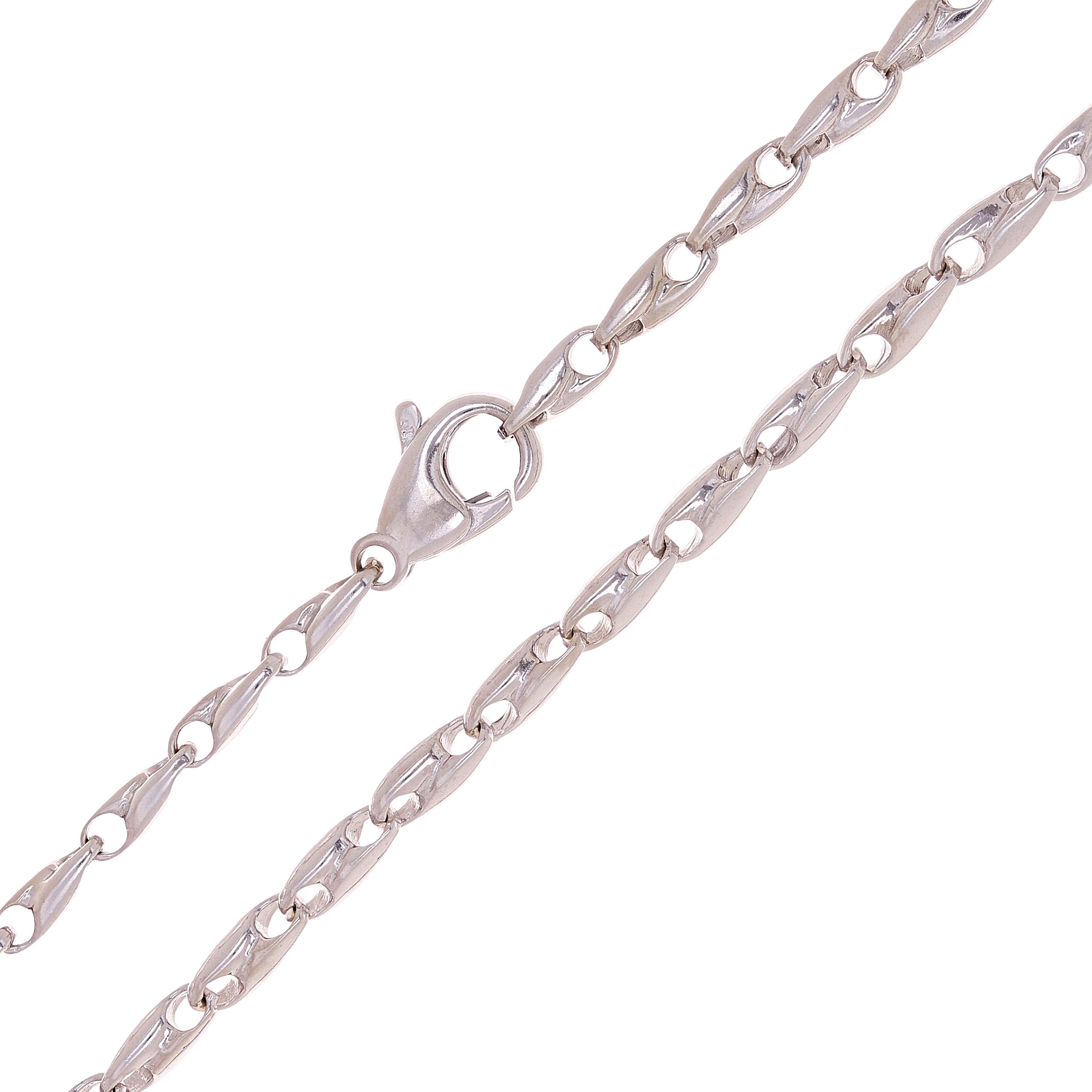 14k White Gold Handmade Fashion Link Necklace 18" 3mm 20.7grams - White