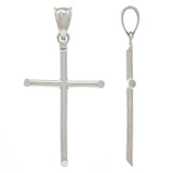 14k White Gold Plain Cross Religious Charm Pendant Medium