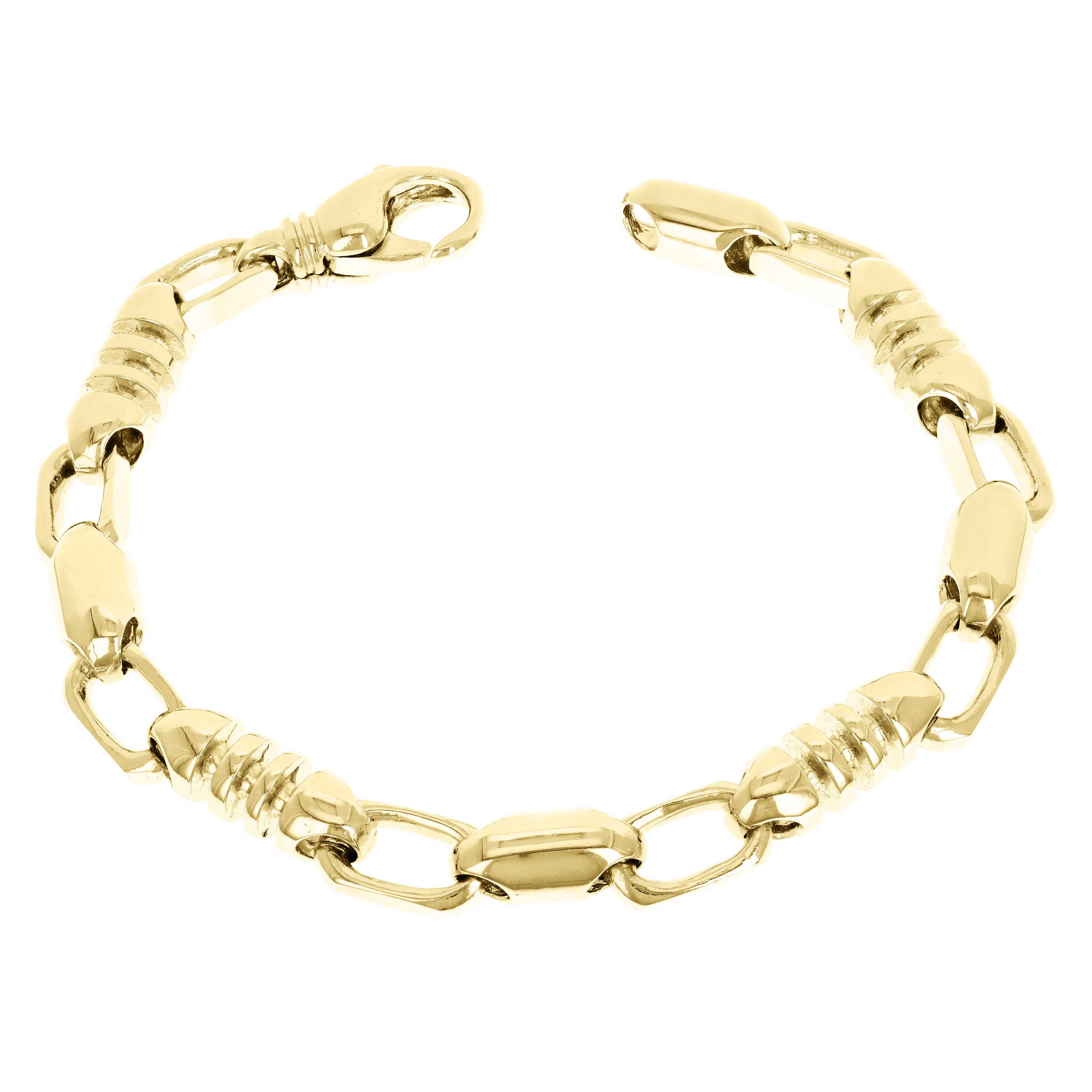 14k Yellow Gold Solid Handmade Fashion Link Bracelet 7" 6.9mm 30.5 grams - 7" 30.5 grams