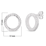 Italian 14k White Gold Petite Diamond-Cut Open Eternity Circle Stud Earrings - Petite Minimalist