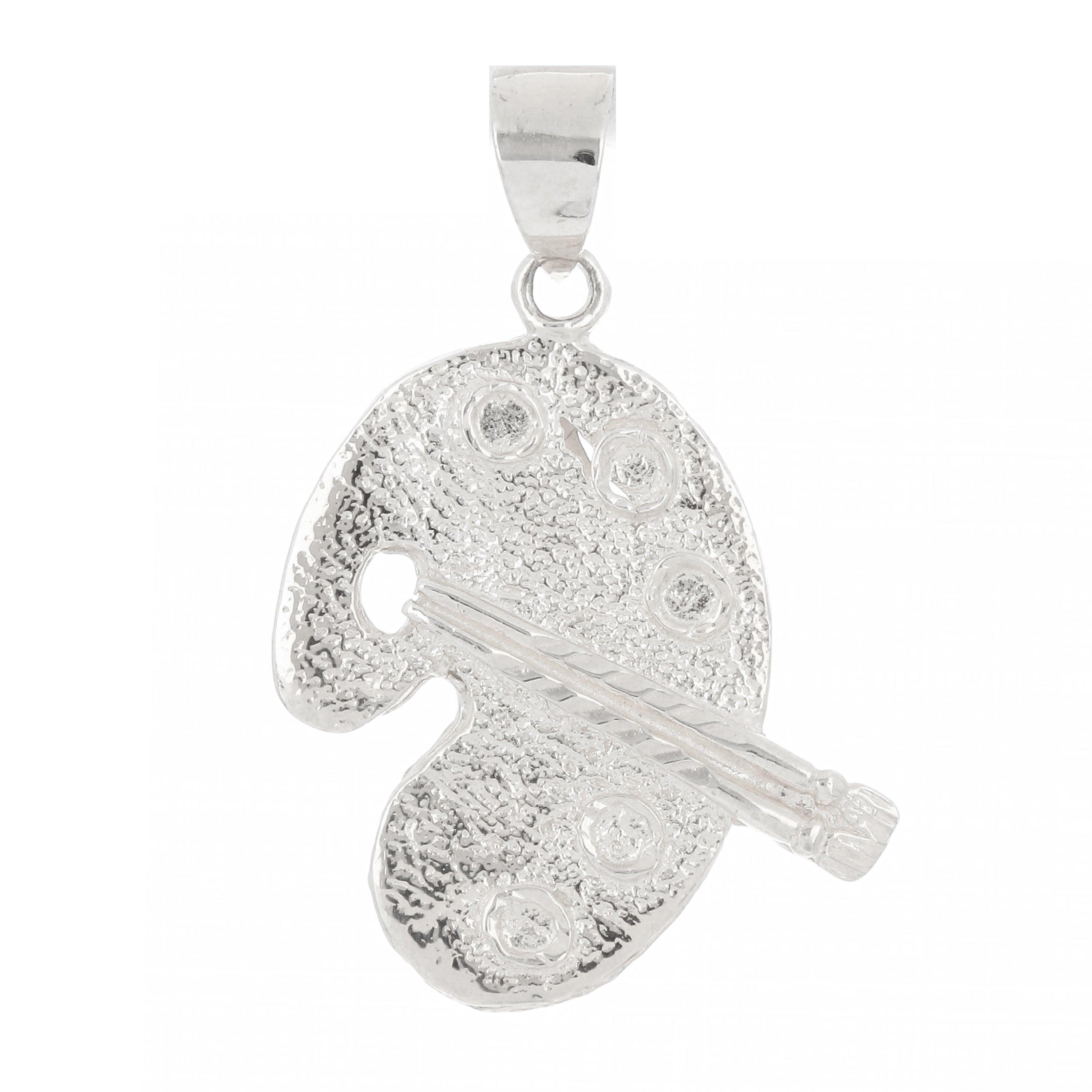 14k White Gold Paint Pallet Charm Pendant 2.3 grams - White