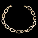 Italian 14k Yellow Gold Hollow Oval Link Bracelet 7.5" 7.2mm 2.8 grams
