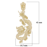 14k Yellow Gold Highly Detailed Textured Fortune Asian Dragon Polished Pendant