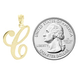 14k Yellow Gold Initial Letter C Alphabet Charm Pendant - Letter C,Yellow