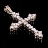 14k White Gold 0.98ctw Diamond Cross Pendant 1.5" 2.6 grams