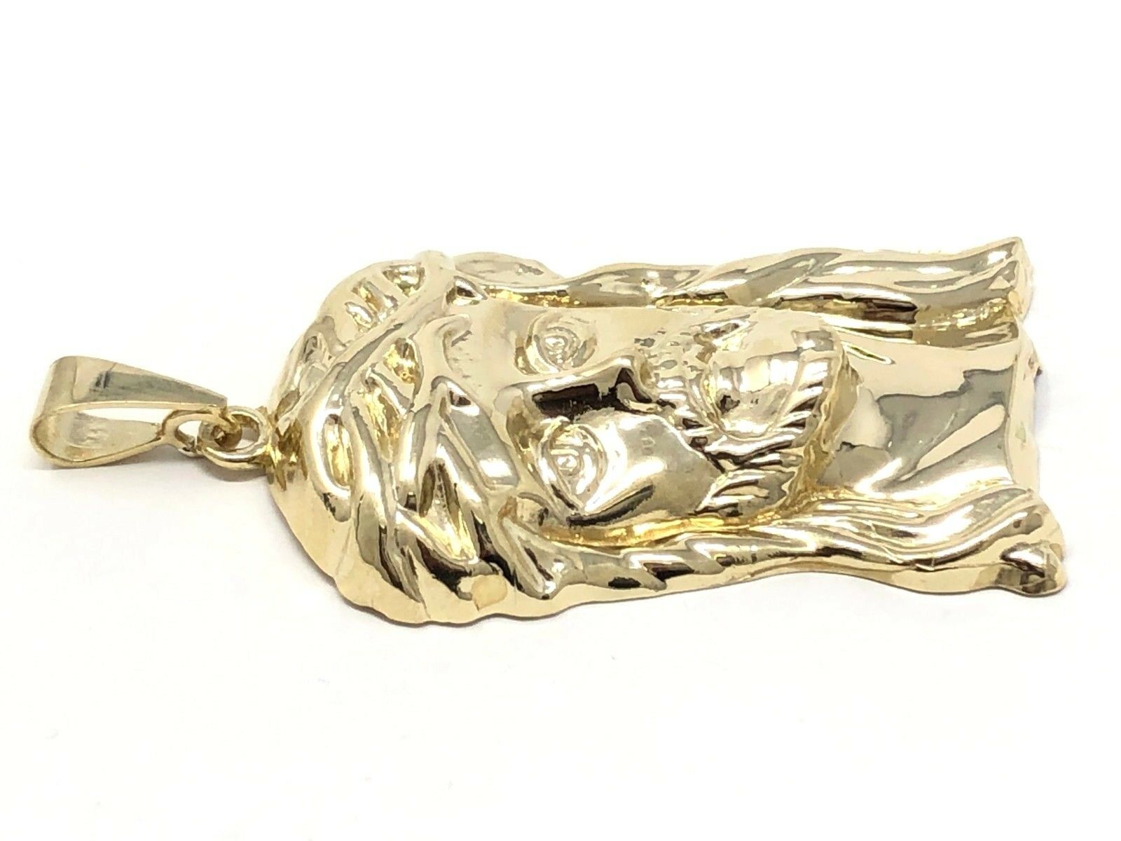 14k Yellow Gold Jesus Piece Jesus Christ Face Pendant Religious Charm 2.15"13.8g