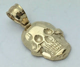 14k Yellow Gold Solid Small Skull Charm Pendant 1.4 grams