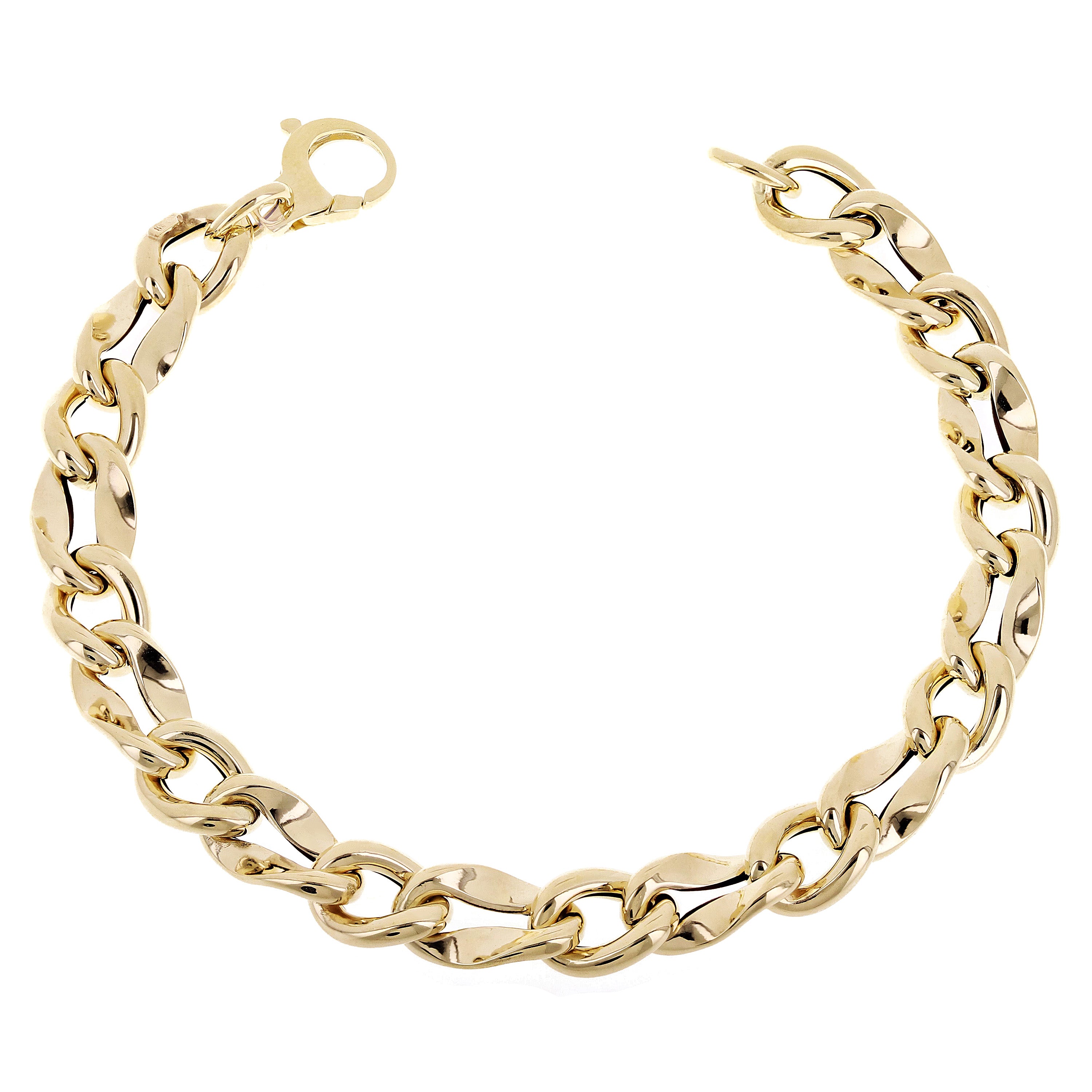 Italian 14k Yellow Gold Hollow Fancy Oval Link Chain Bracelet 7.5" 8.5mm 5.8g