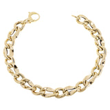 Italian 14k Yellow Gold Hollow Fancy Oval Link Chain Bracelet 7.5" 8.5mm 5.8g