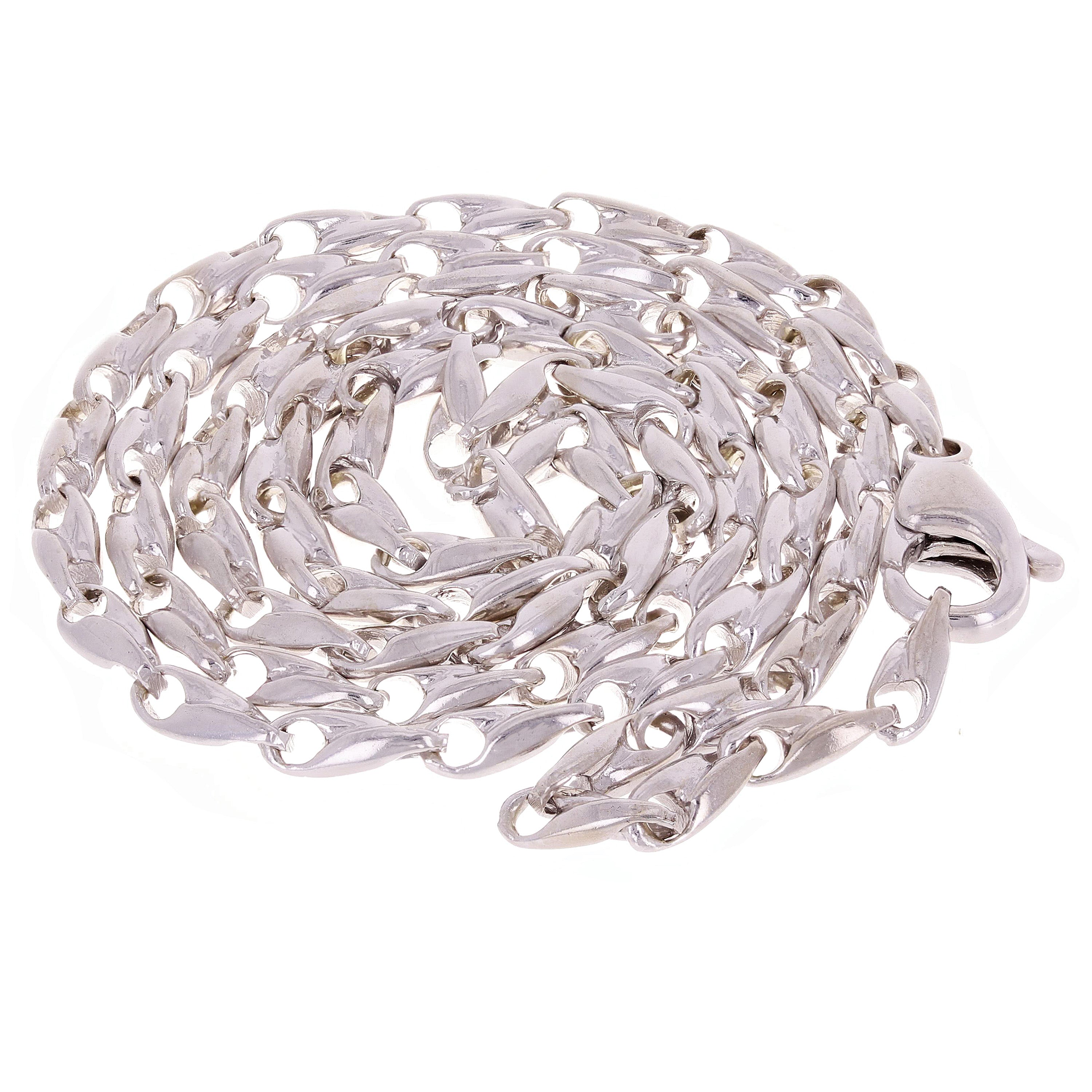 14k White Gold Handmade Fashion Link Necklace 18" 3mm 20.7grams - White