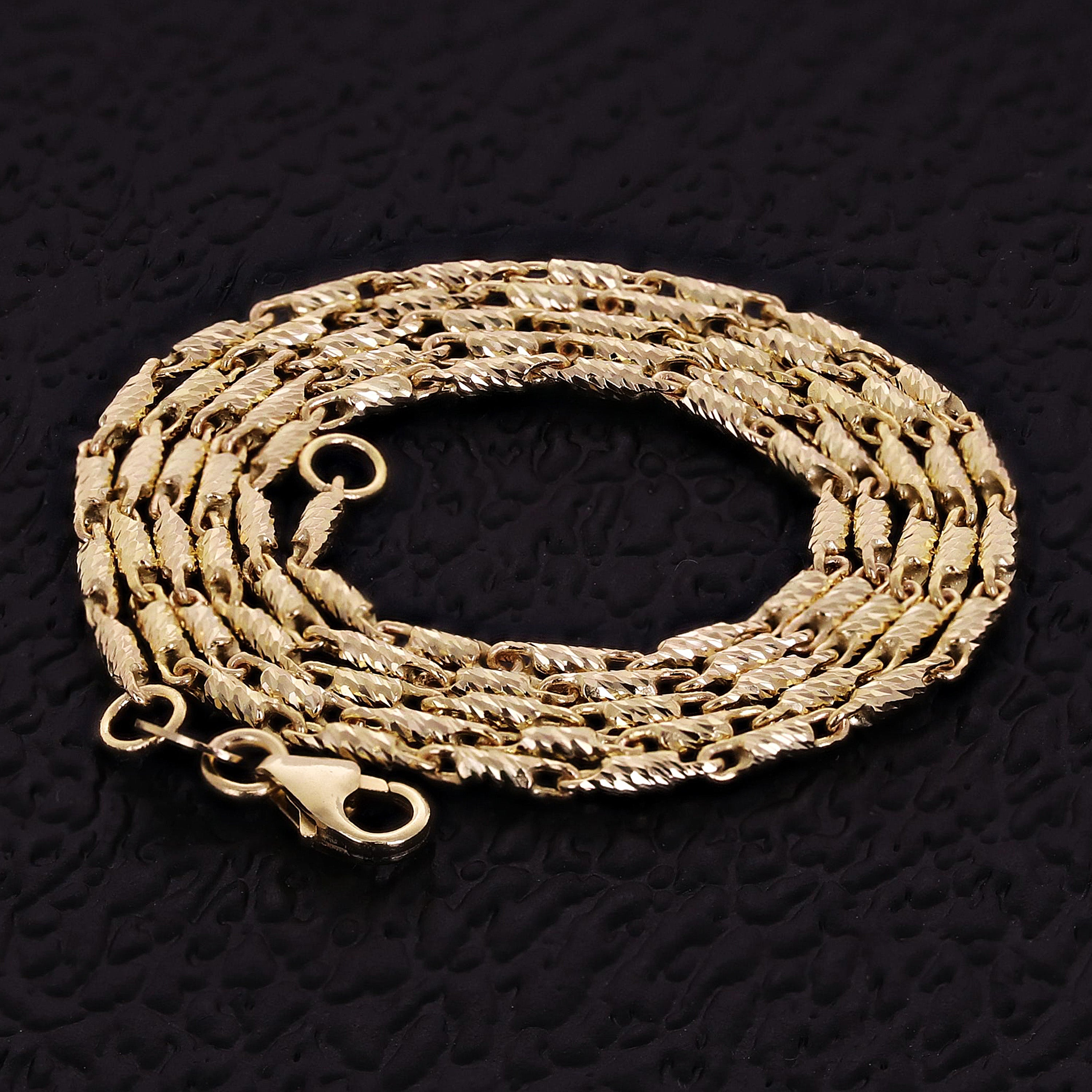 Italian 14k Yellow Gold Solid Raso Chain Necklace 1.5mm 18" 6.9 grams - 18" 6.9 grams