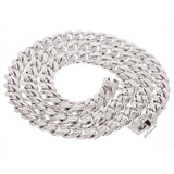 14k White Gold Solid Heavy Miami Cuban Chain Link Necklace 30" 10 mm 215 grams with Box Clasp - White,30"