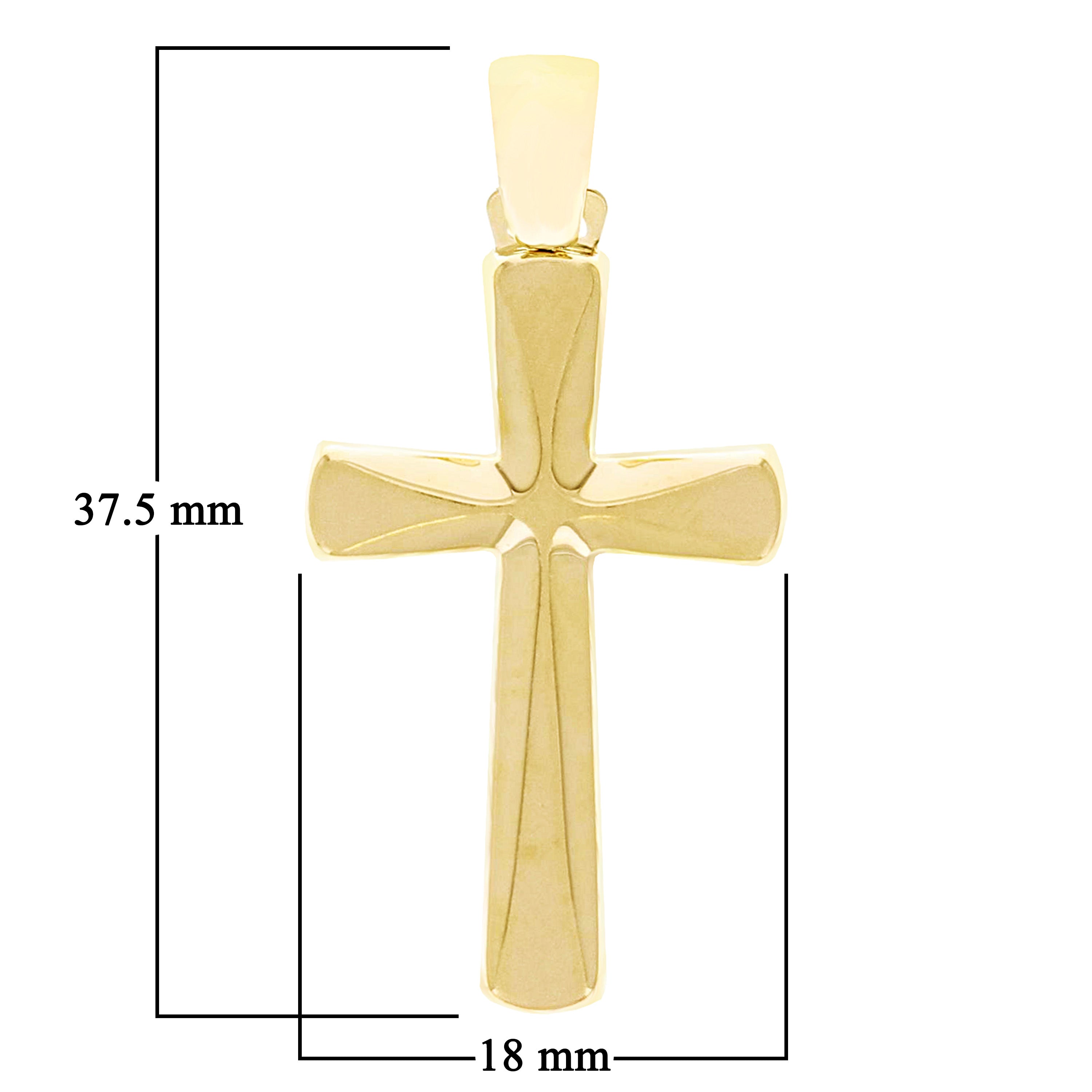 Italian 14k Yellow Gold Hollow 3D Sand Blast Cross Charm Pendant 1.4" 2.3 grams