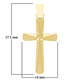 Italian 14k Yellow Gold Hollow 3D Sand Blast Cross Charm Pendant 1.4" 2.3 grams